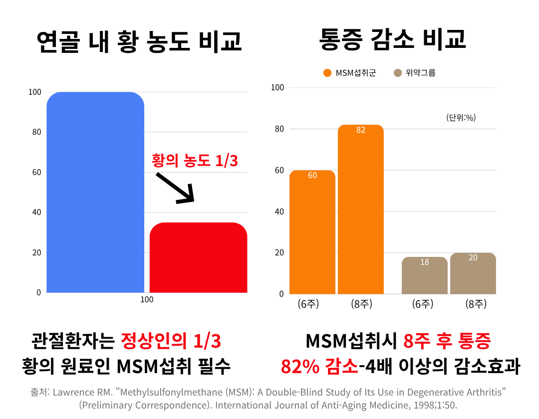 퇴행성 관절염 식이유황 임상 실험 결과